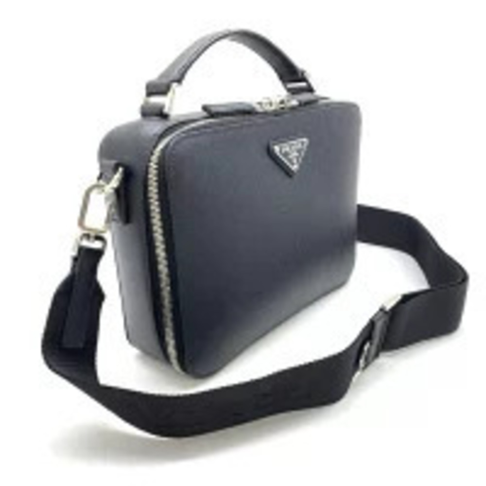 Prada Leather Saffiano Brick Black Triangle Bag Shoulder Logo